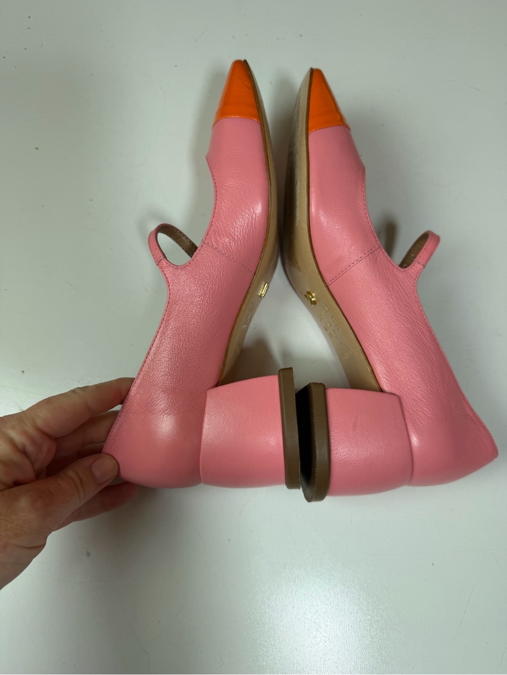 Vicenza Anthropologie Leather Colorblock Versatile Mary Jane Buckle Heels Sz 8 - Picture 7 of 16